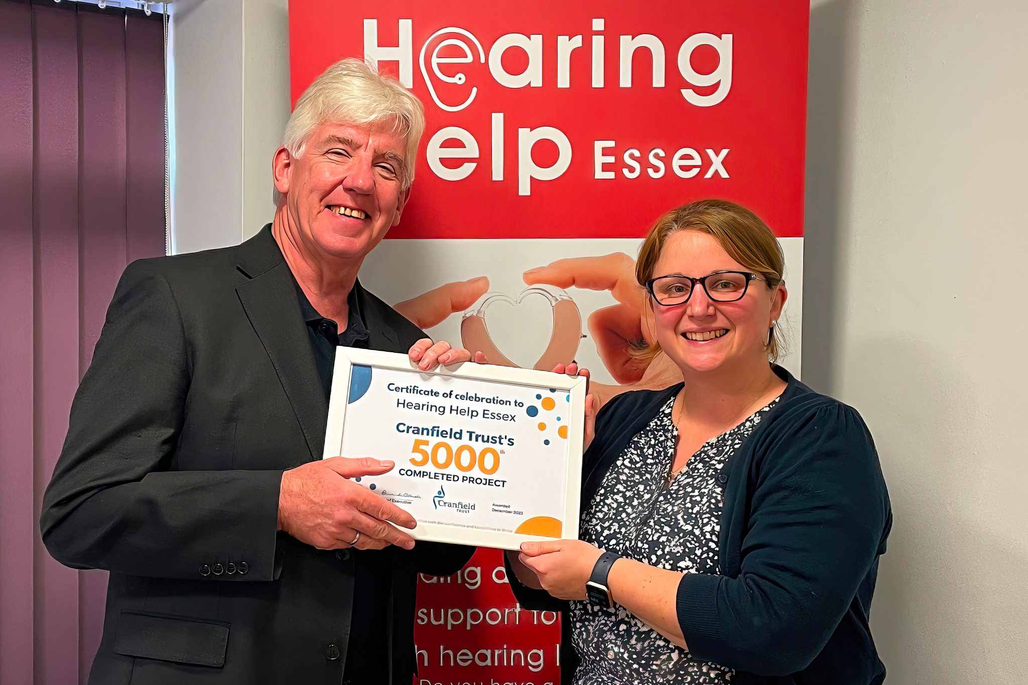 Hearing Help Essex is the 5000th Cranfield Trust project Essex